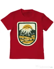 Tricou ADLER copil Hand drawn mountains Rosu
