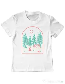 Tricou personalizat copil Camping Alb