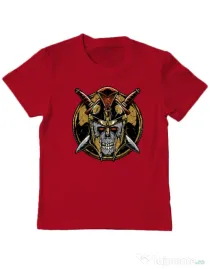 Tricou personalizat copil Skull Spartan Rosu