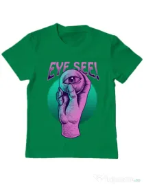 Tricou personalizat copil EYE SEE Verde mediu