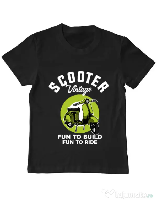 Tricou personalizat copil SCOOTER VINTAGE Negru