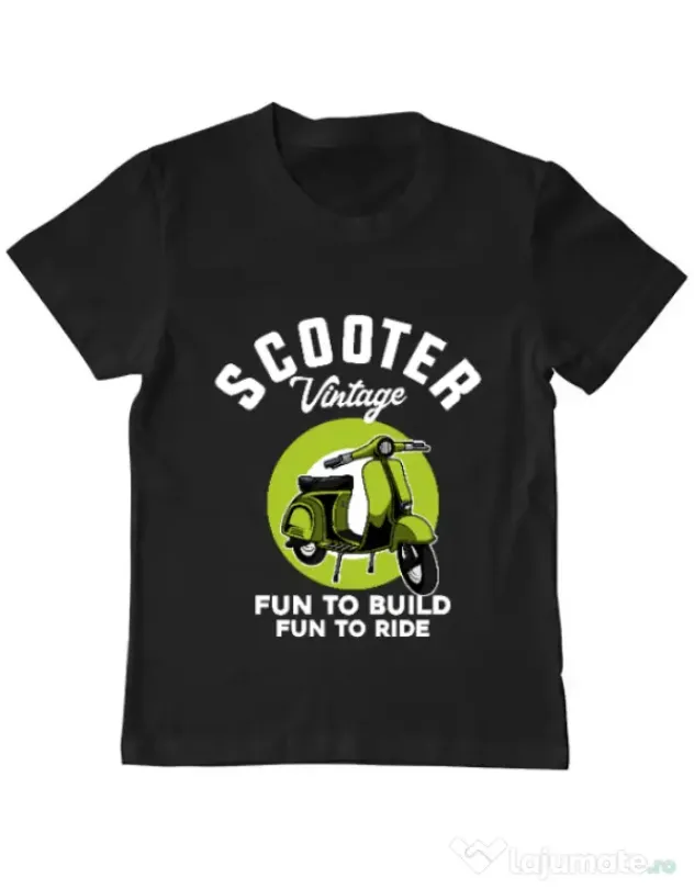 Tricou personalizat copil SCOOTER VINTAGE Negru