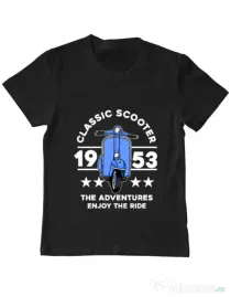 Tricou personalizat copil CLASSIC SCOOTER ADVENTURES Negru