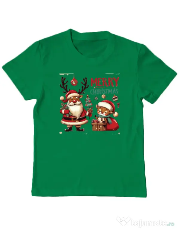 Tricou personalizat copil Merry schristmas 2 Verde mediu