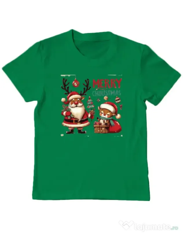 Tricou personalizat copil Merry schristmas 2 Verde mediu