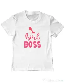 Tricou personalizat copil Girls boss Alb