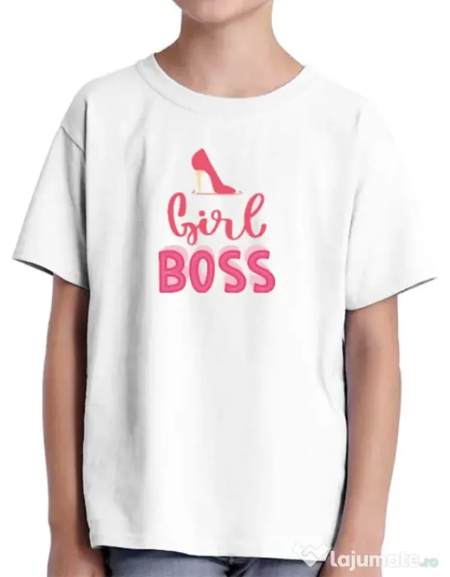 Tricou personalizat copil Girls boss Alb