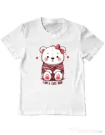Tricou personalizat copil CUTE BEAR 2 Alb