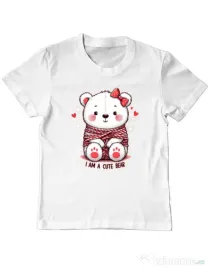 Tricou personalizat copil CUTE BEAR 2 Alb