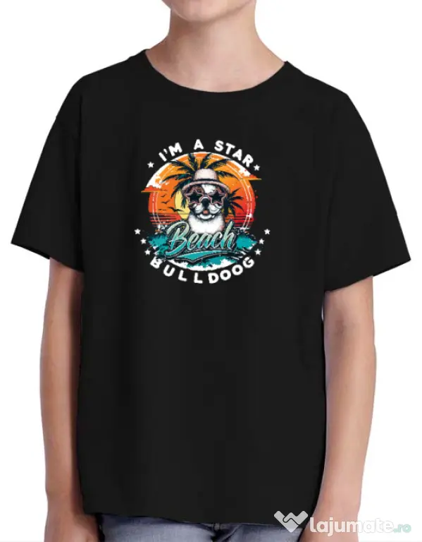 Tricou personalizat copil BULLDOG 12 Negru