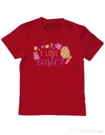 Tricou personalizat copil I LOVE EASTER Rosu
