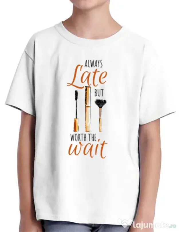 Tricou ADLER copil Always late Alb