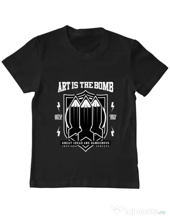 Tricou ADLER copil Art Is The Bomb Negru