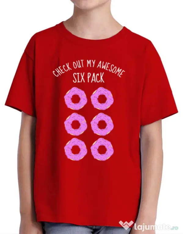 Tricou ADLER copil Awesome sixpack Rosu