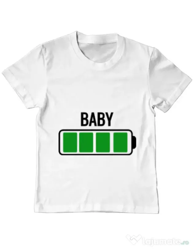 Tricou ADLER copil Baby battery Alb