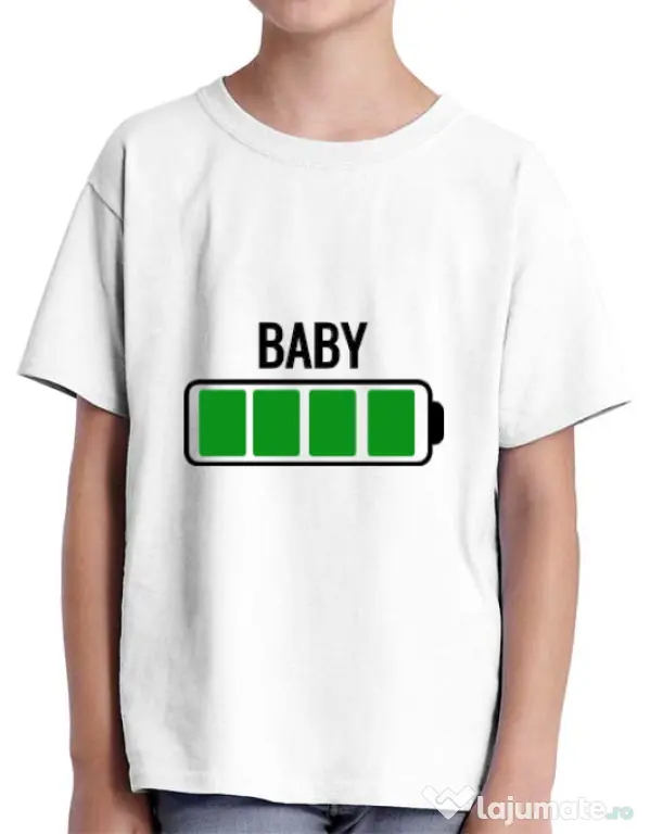 Tricou ADLER copil Baby battery Alb