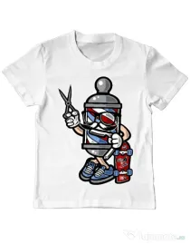 Tricou ADLER copil Barber Skater Alb