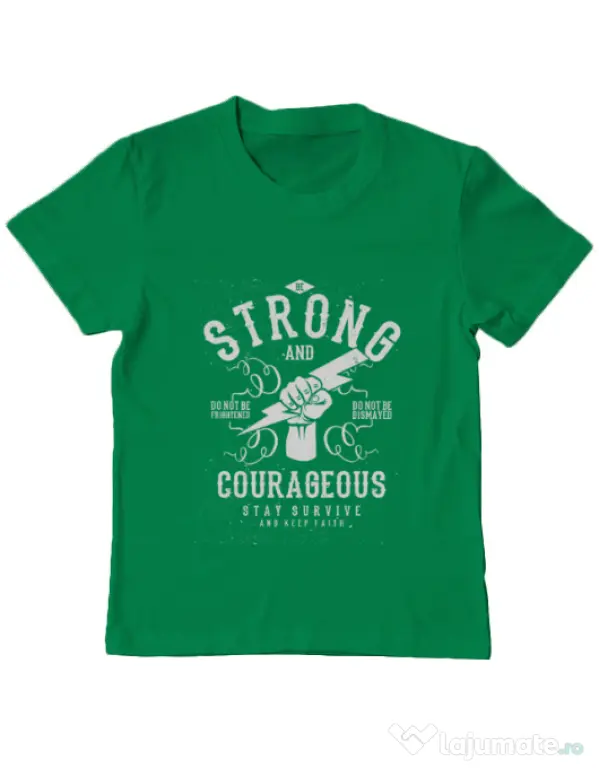 Tricou ADLER copil Be Strong and Courageous Verde mediu