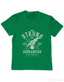 Tricou ADLER copil Be Strong and Courageous Verde mediu