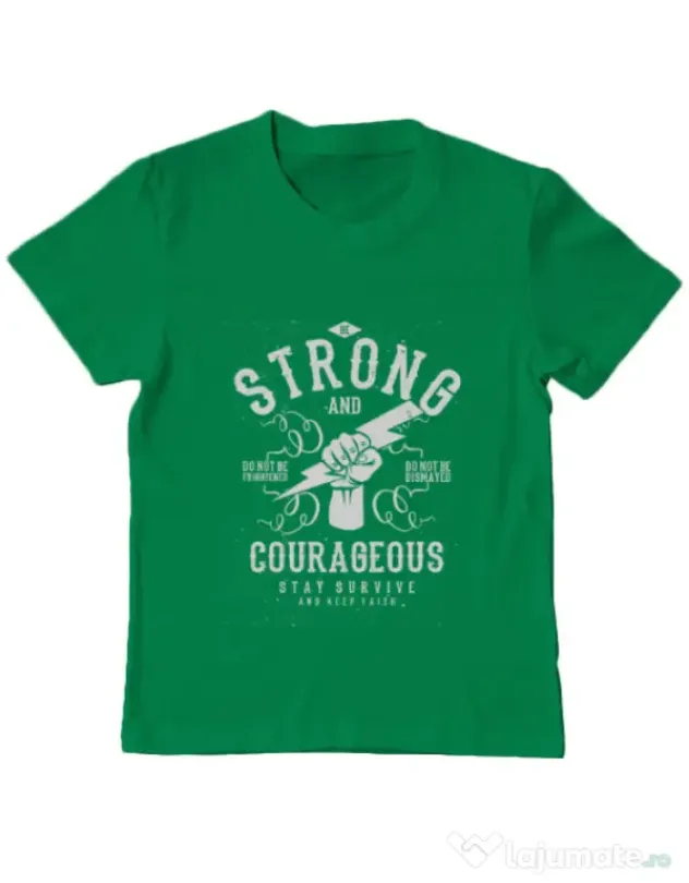 Tricou ADLER copil Be Strong and Courageous Verde mediu