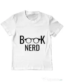 Tricou ADLER copil Book nerd Alb