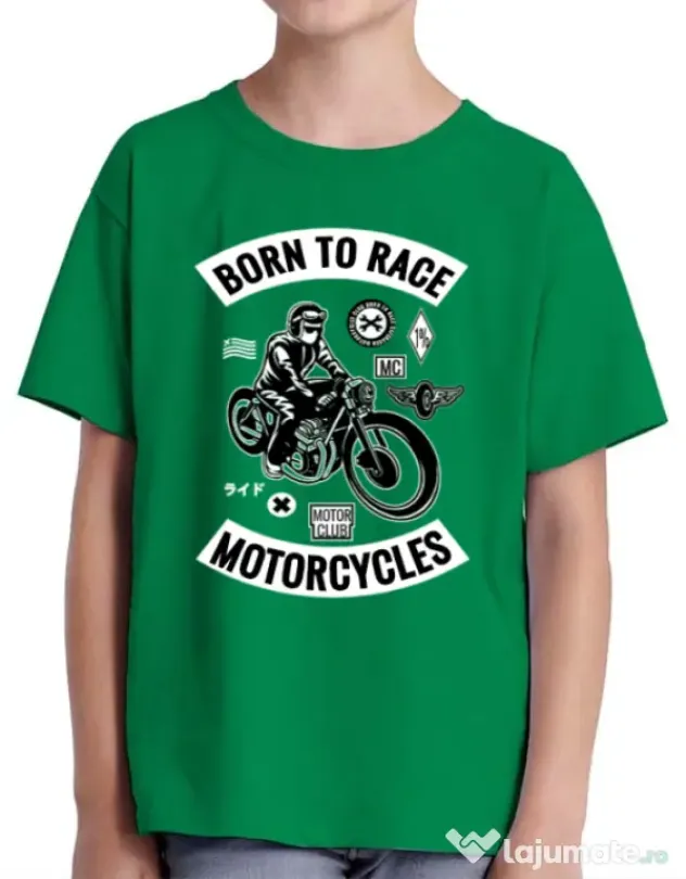 Tricou ADLER copil Born to race Verde mediu