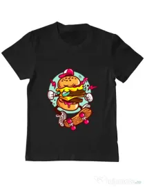 Tricou ADLER copil Burger Skater Negru