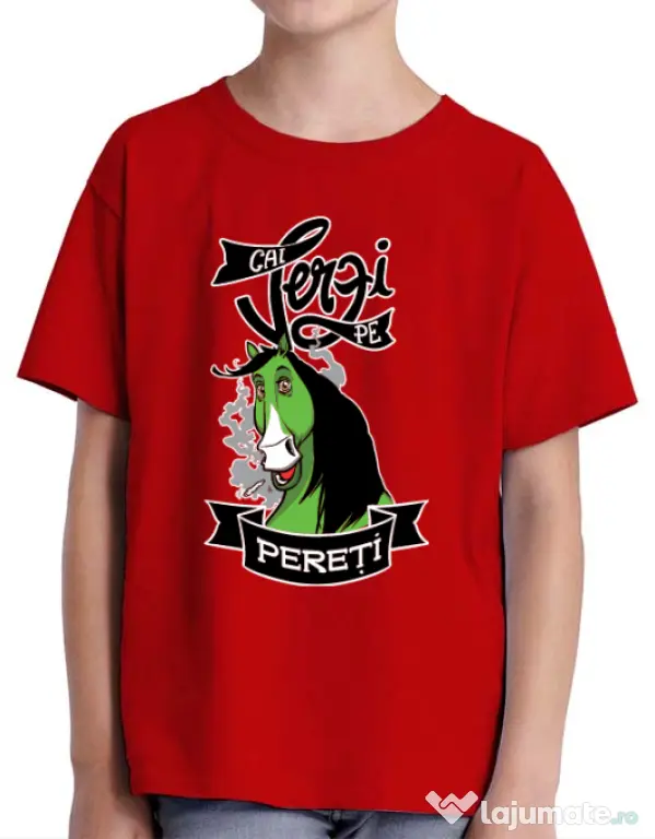 Tricou ADLER copil Cai verzi Rosu