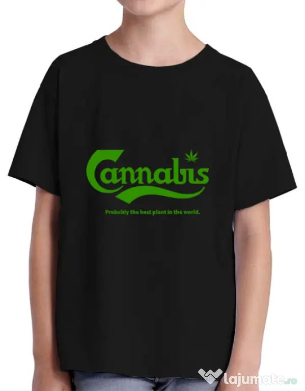 Tricou ADLER copil Cannabis Negru