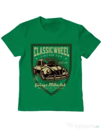 Tricou ADLER copil Classic Wheel Verde mediu