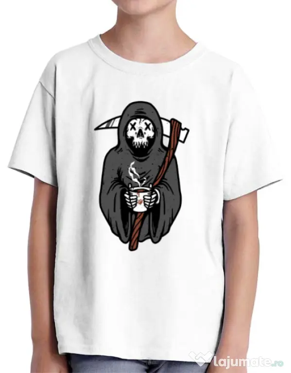 Tricou ADLER copil Coffee Reaper Alb