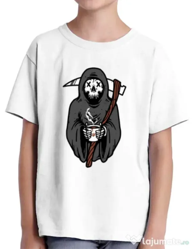 Tricou ADLER copil Coffee Reaper Alb
