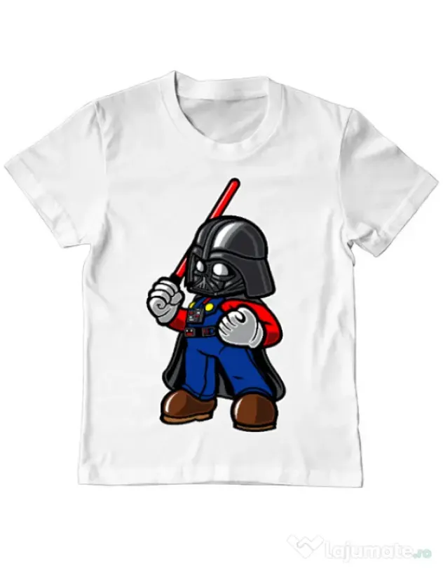 Tricou ADLER copil Darth plumber Alb