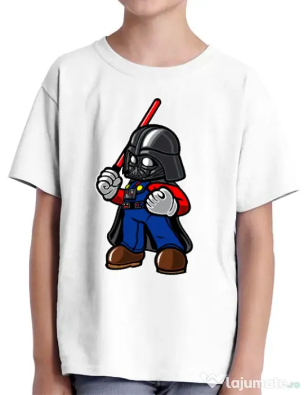 Tricou ADLER copil Darth plumber Alb