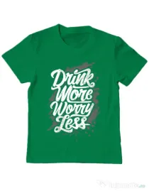 Tricou ADLER copil Drink more worry less Verde mediu
