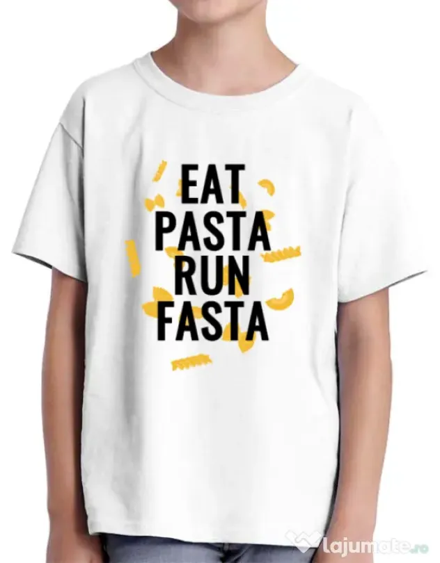 Tricou ADLER copil Eat pasta Alb