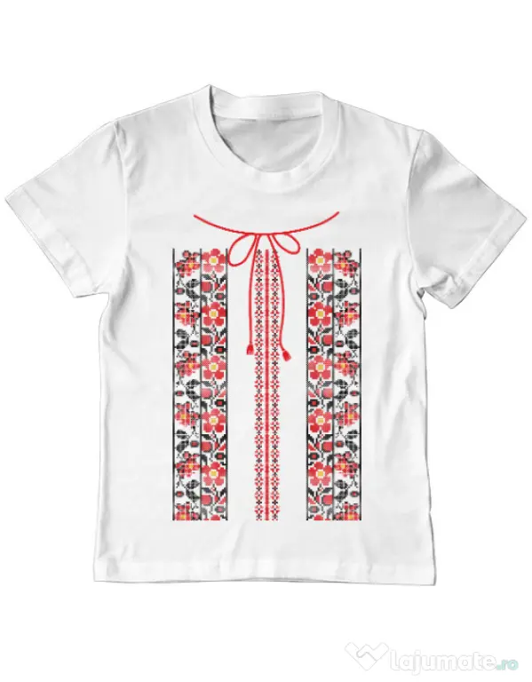 Tricou ADLER copil Etno 3 Alb