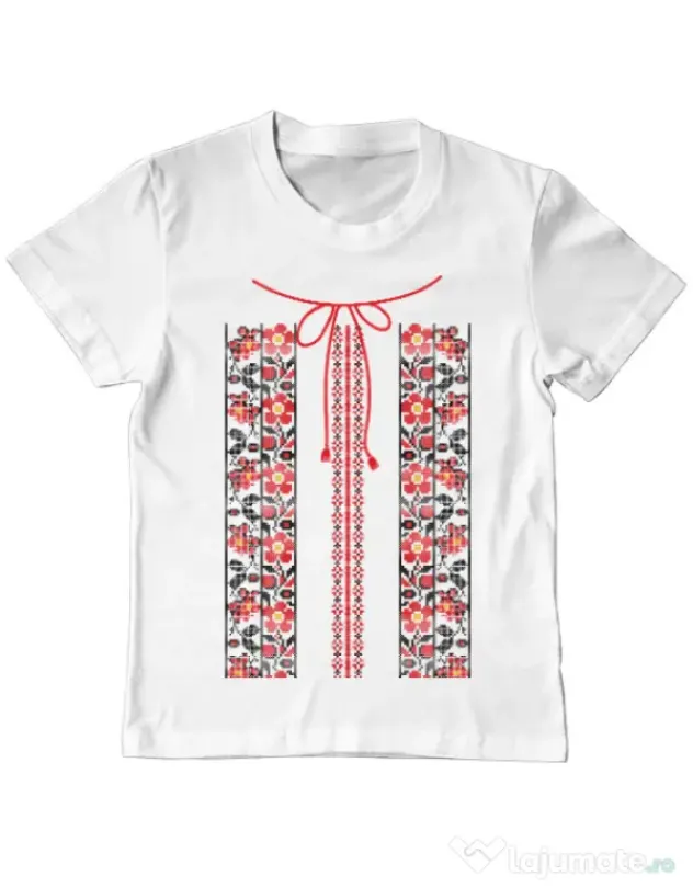 Tricou ADLER copil Etno 3 Alb