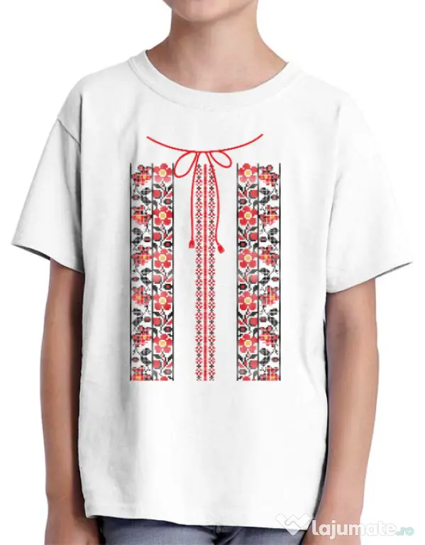 Tricou ADLER copil Etno 3 Alb