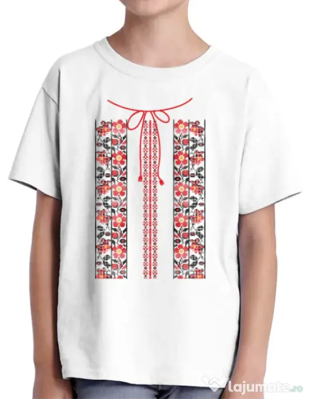Tricou ADLER copil Etno 3 Alb