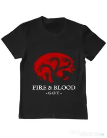 Tricou ADLER copil Fire and Blood Targaryen Negru