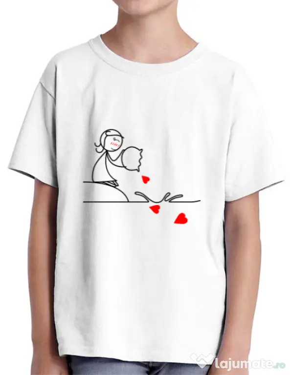 Tricou ADLER copil Fishing for love 2 Alb
