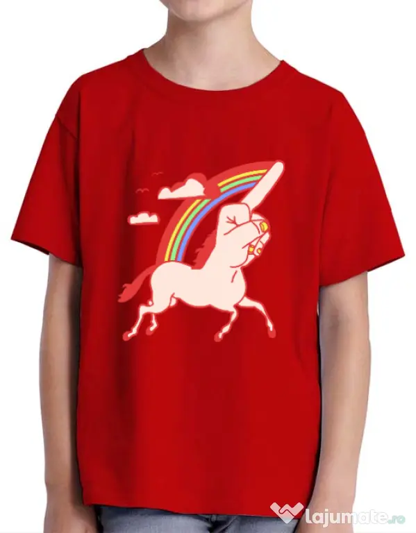 Tricou ADLER copil FUnicorn Rosu