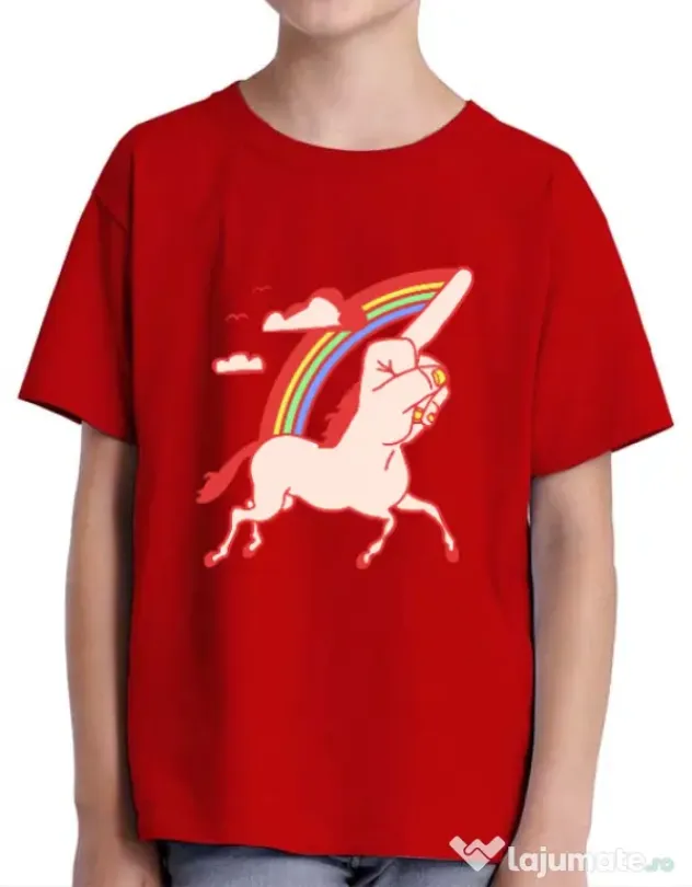 Tricou ADLER copil FUnicorn Rosu