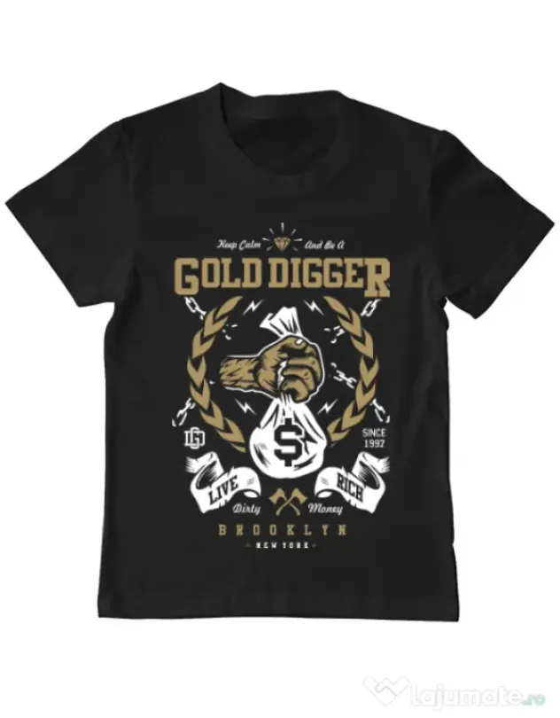 Tricou ADLER copil Gold Digger Negru