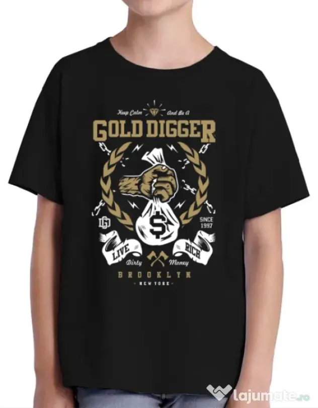 Tricou ADLER copil Gold Digger Negru