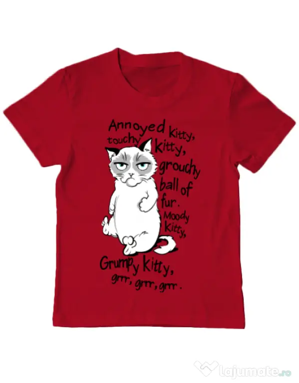 Tricou ADLER copil Grumpy kitty Rosu