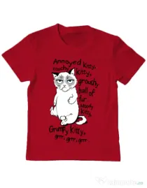 Tricou ADLER copil Grumpy kitty Rosu