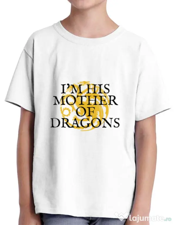 Tricou ADLER copil His mother of dragons Alb