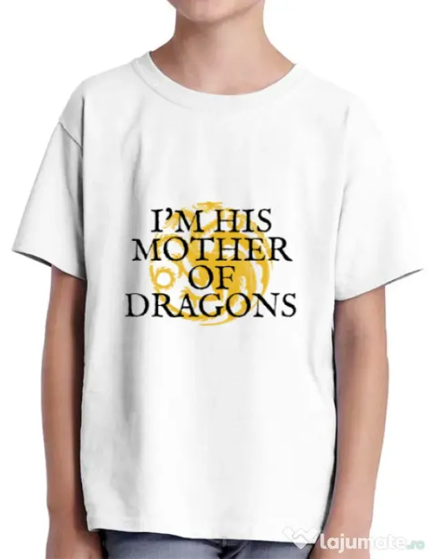 Tricou ADLER copil His mother of dragons Alb